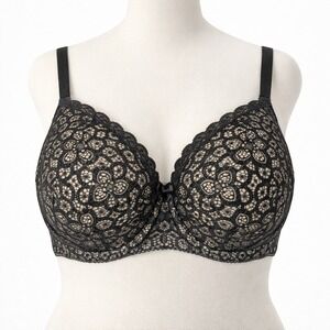 Victoria's Secret Dream Angels Lined Demi Bra Black Lace 38DDD Full Coverage